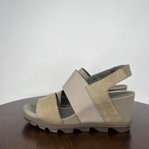 Sorel Joanie II Sandals Women‎ 9 Beige Leather Platform Lug Slingback NL3556-365